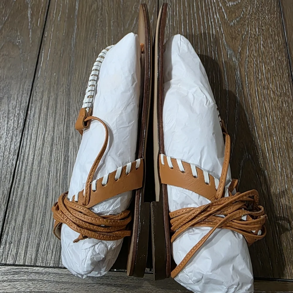 Anthropologie Tie Up Thong Sandals, Women's Size EU 37, US 6
